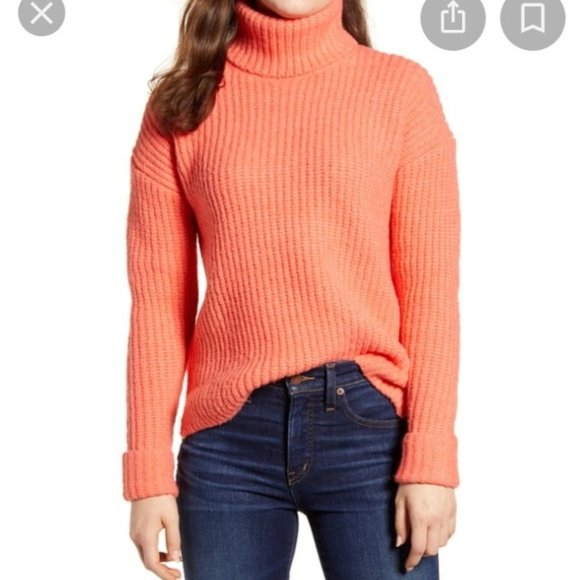 Caslon Turtleneck Sweater Coral Rose New Chunky - Picture 1 of 5